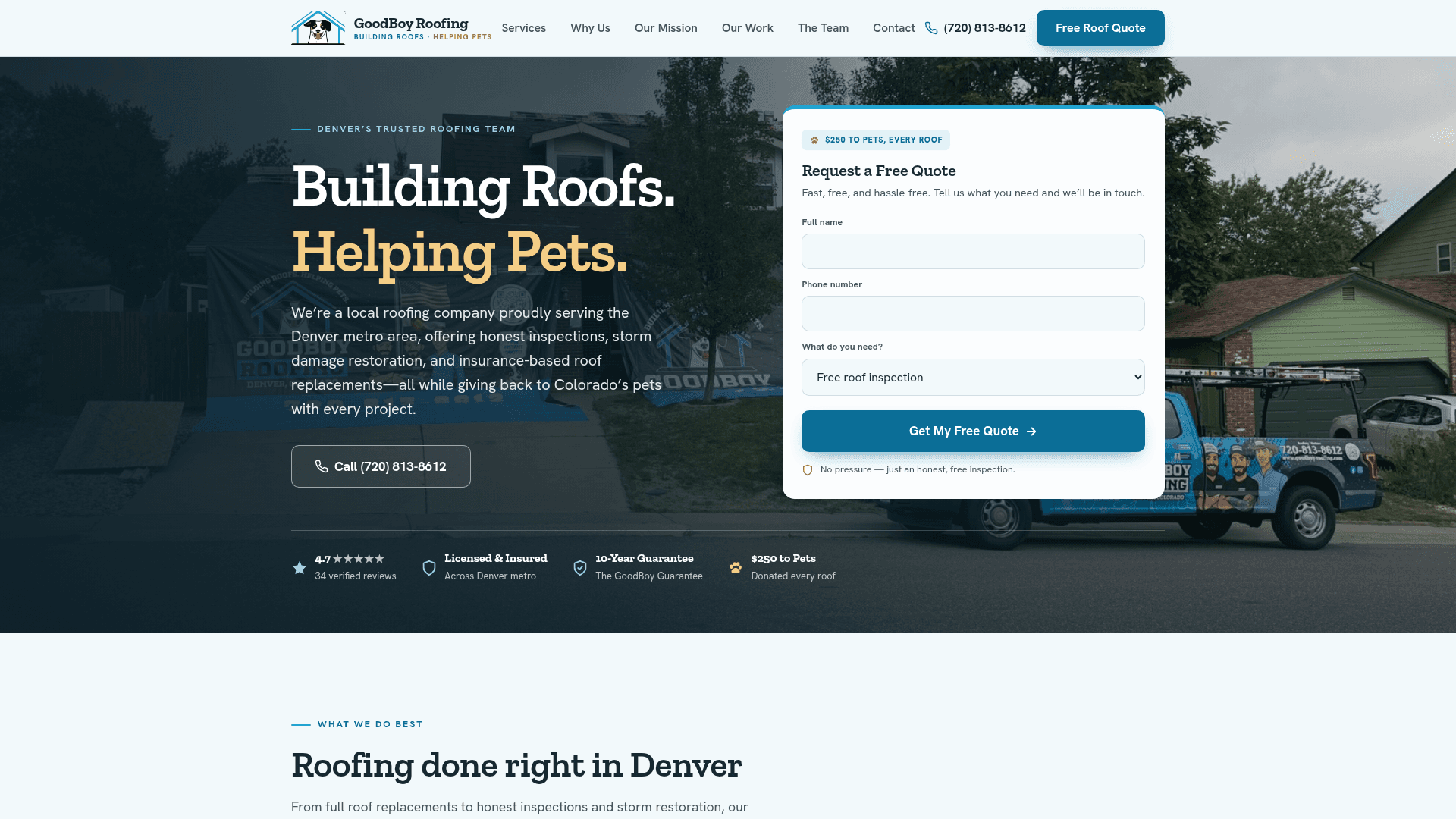 GoodBoy Roofing website