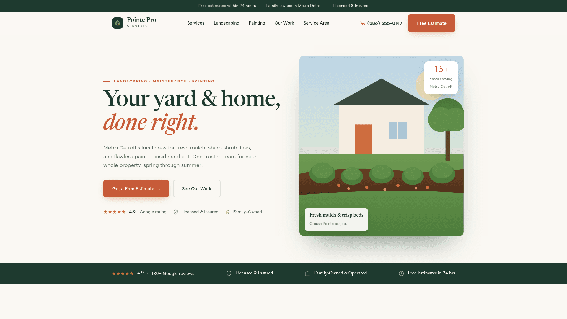 Pointe Pro Services website